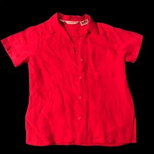 Vintage womens Richard Malcolm Irish linen button up shirt,short sleeve,size 4.